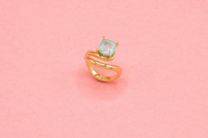 Golden ring with Paraiba stone